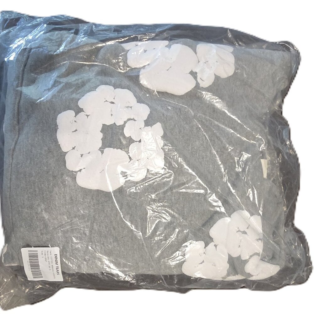 Unisex Hoodie - Grey with White Flowers in a size Small